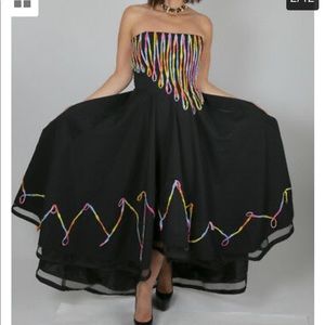 unique dress black hand made embroiderie